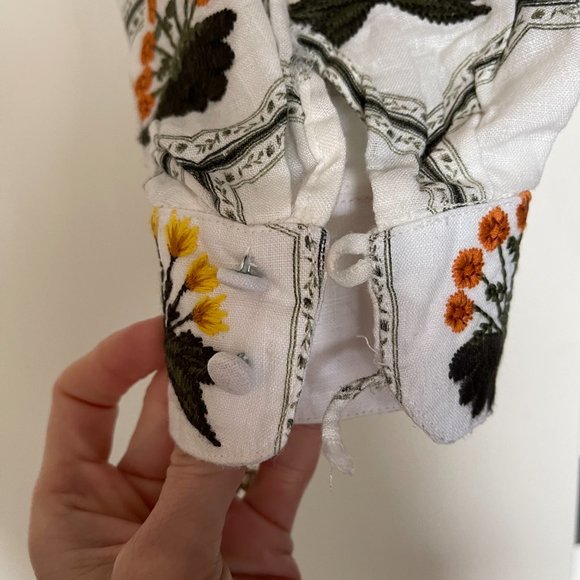 AGUA BY AGUA BENDITA Pera Embroidered Linen Crop Top (size S) - Picture 7 of 7